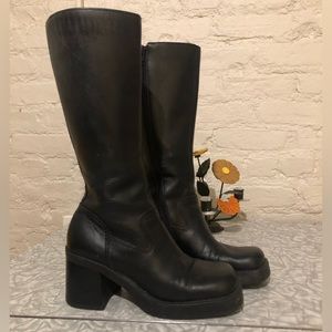 VTG 90s MIA knee high black leather boots, size 7